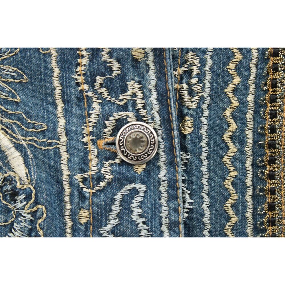 Chico’s Heavily Embroidered Denim Jacket Women 3 XL Blue Boho Artisan Western - Picture 4 of 6
